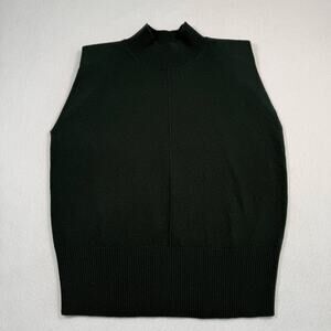 BR Dark Green 100% Cashmere Knit Mock Neck Sleeveless Sweater Womens Small